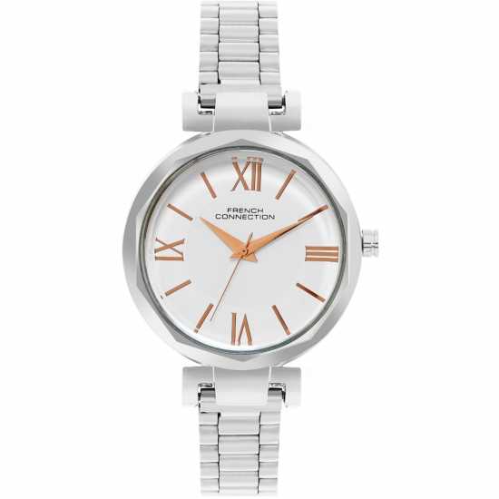French Connection Silver Case Round Shape Silver Strap Quartz Watch French Connection Silver Case Round Shape Silver Strap Quartz Watch