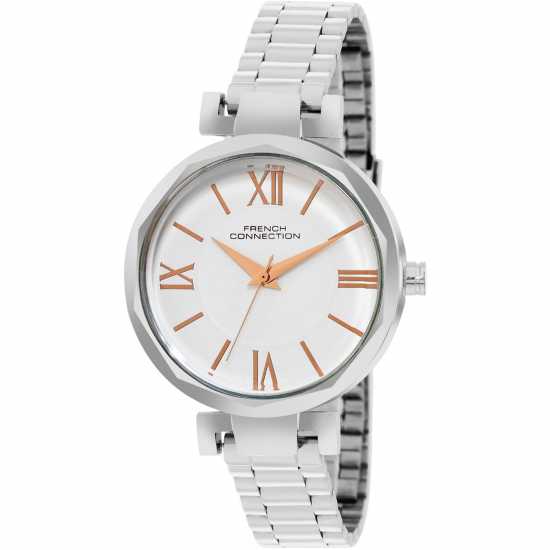 French Connection Silver Case Round Shape Silver Strap Quartz Watch French Connection Silver Case Round Shape Silver Strap Quartz Watch