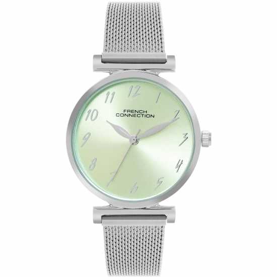 French Connection Silver Case Round Shape Silver Strap Quartz Watch French Connection Silver Case Round Shape Silver Strap Quartz Watch