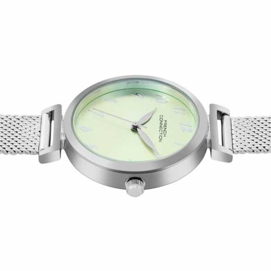 French Connection Silver Case Round Shape Silver Strap Quartz Watch French Connection Silver Case Round Shape Silver Strap Quartz Watch