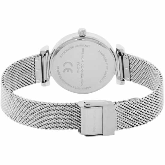 French Connection Silver Case Round Shape Silver Strap Quartz Watch French Connection Silver Case Round Shape Silver Strap Quartz Watch