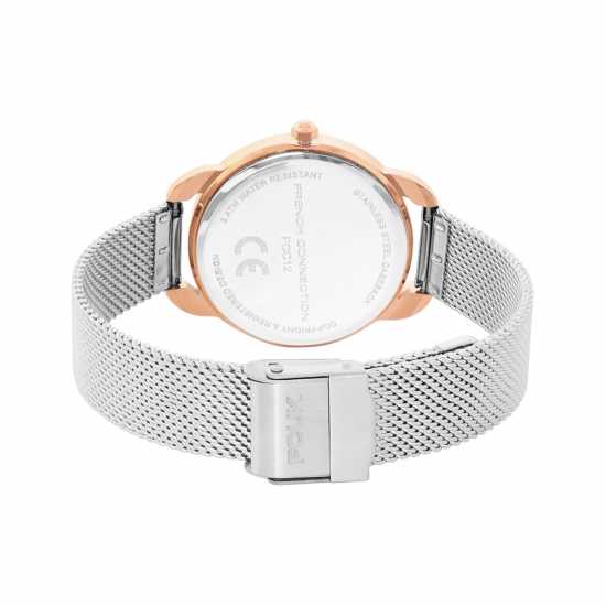 French Connection Rose Case Round Shape Silver Strap Quartz Watch French Connection Rose Case Round Shape Silver Strap Quartz Watch
