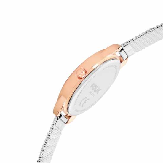French Connection Rose Case Round Shape Silver Strap Quartz Watch French Connection Rose Case Round Shape Silver Strap Quartz Watch