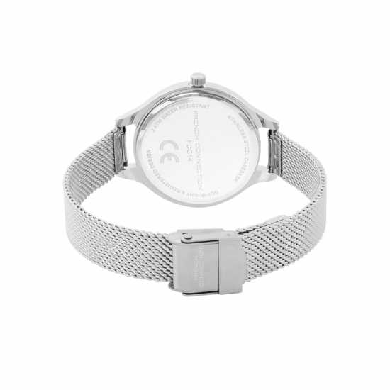 French Connection Silver Case Round Shape Silver Strap Quartz Watch  