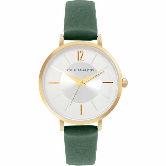 French Connection Rose Case Round Shape Green Strap Quartz Watch French Connection Rose Case Round Shape Green Strap Quartz Watch
