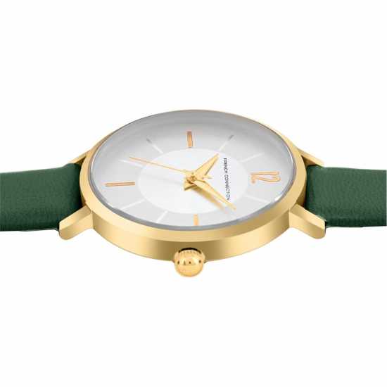 French Connection Rose Case Round Shape Green Strap Quartz Watch French Connection Rose Case Round Shape Green Strap Quartz Watch
