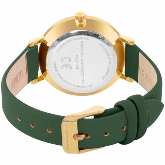 French Connection Rose Case Round Shape Green Strap Quartz Watch French Connection Rose Case Round Shape Green Strap Quartz Watch