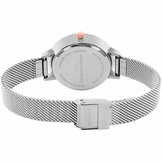 French Connection Rose Case Round Shape Silver Strap Quartz Watch French Connection Rose Case Round Shape Silver Strap Quartz Watch