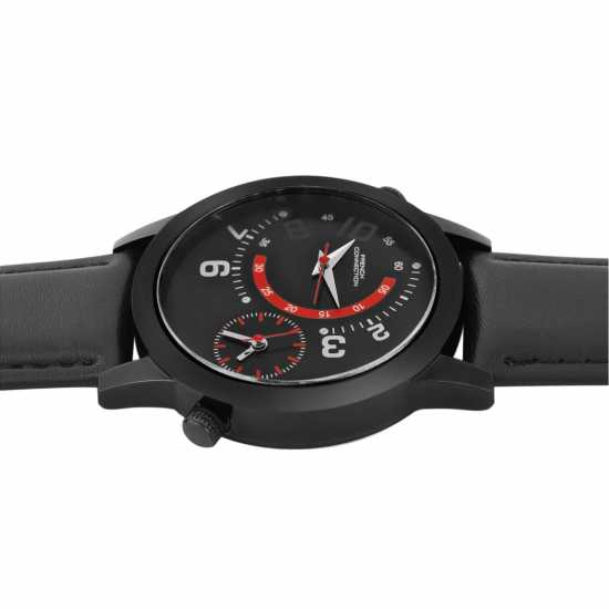 French Connection Black Case Round Shape Black Strap Quartz Watch  