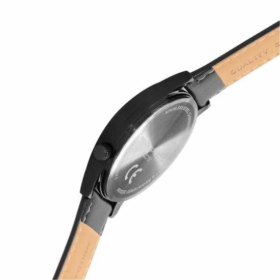 French Connection Black Case Round Shape Black Strap Quartz Watch  