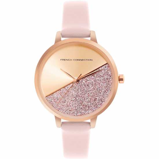 French Connection Rose Case Round Shape Pink Strap Quartz Watch French Connection Rose Case Round Shape Pink Strap Quartz Watch
