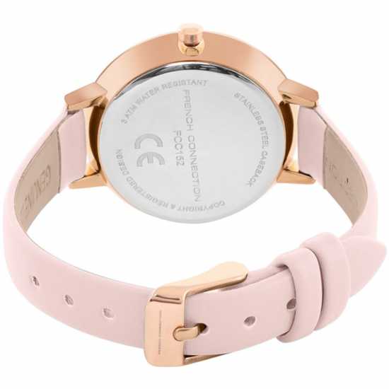 French Connection Rose Case Round Shape Pink Strap Quartz Watch French Connection Rose Case Round Shape Pink Strap Quartz Watch