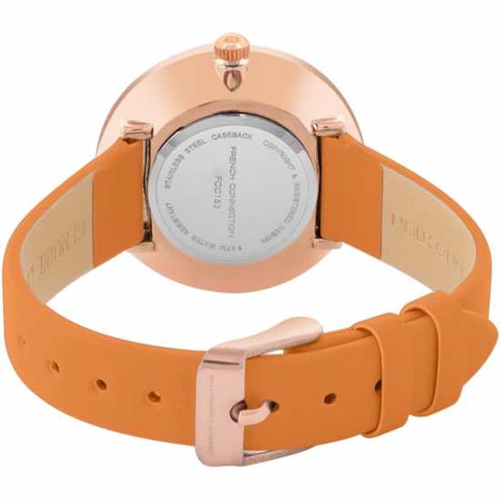 French Connection Rose Case Round Shape Tan Strap Quartz Watch French Connection Rose Case Round Shape Tan Strap Quartz Watch