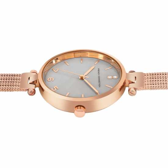 French Connection Rose Case Round Shape Rose Strap Quartz Watch  