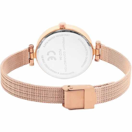 French Connection Rose Case Round Shape Rose Strap Quartz Watch  