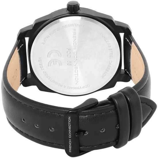 French Connection Black Case Round Shape Black Strap Quartz Watch French Connection Black Case Round Shape Black Strap Quartz Watch
