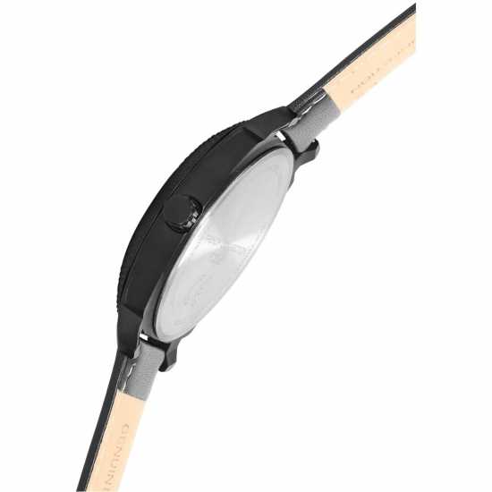 French Connection Black Case Round Shape Black Strap Quartz Watch  