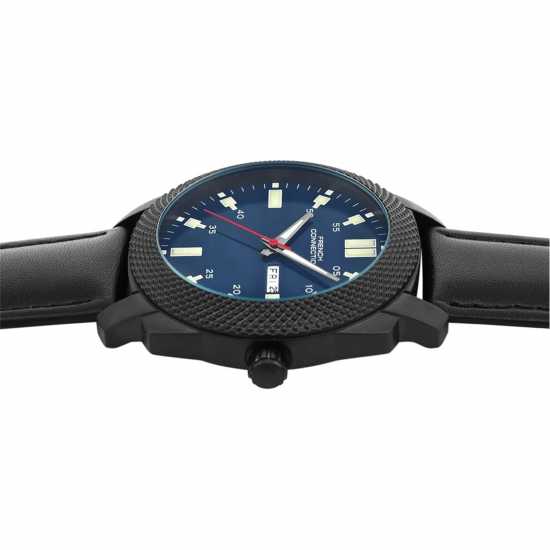 French Connection Black Case Round Shape Black Strap Quartz Watch  