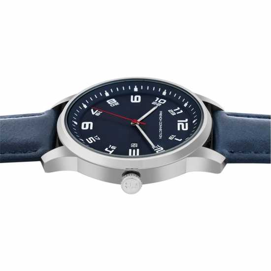 French Connection Silver Case Round Shape Blue Strap Quartz Watch French Connection Silver Case Round Shape Blue Strap Quartz Watch
