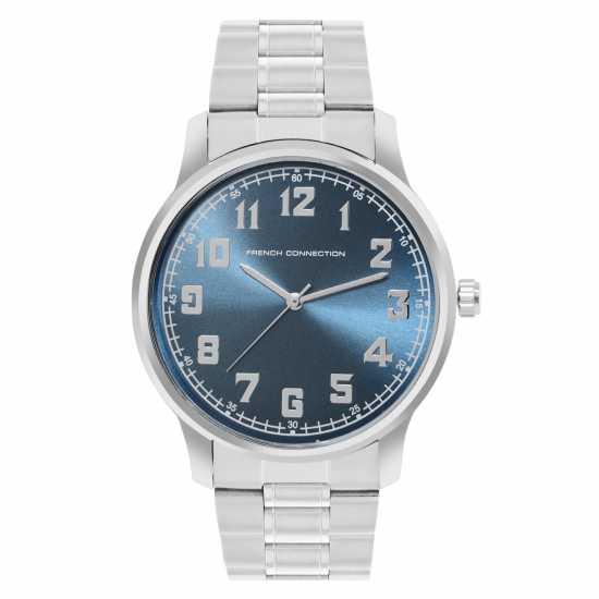 French Connection Silver Case Round Shape Silver Strap Quartz Watch French Connection Silver Case Round Shape Silver Strap Quartz Watch