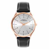 French Connection Rose Case Round Shape Black Strap Quartz Watch  