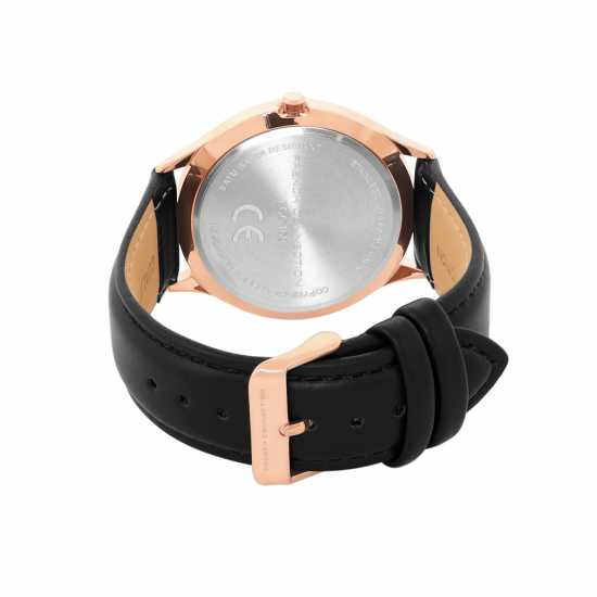French Connection Rose Case Round Shape Black Strap Quartz Watch French Connection Rose Case Round Shape Black Strap Quartz Watch