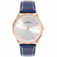 French Connection Rose Case Round Shape Blue Strap Quartz Watch  