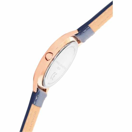 French Connection Rose Case Round Shape Blue Strap Quartz Watch  