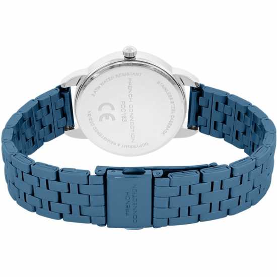 French Connection Silver Case Round Shape Silver Strap Quartz Watch French Connection Silver Case Round Shape Silver Strap Quartz Watch