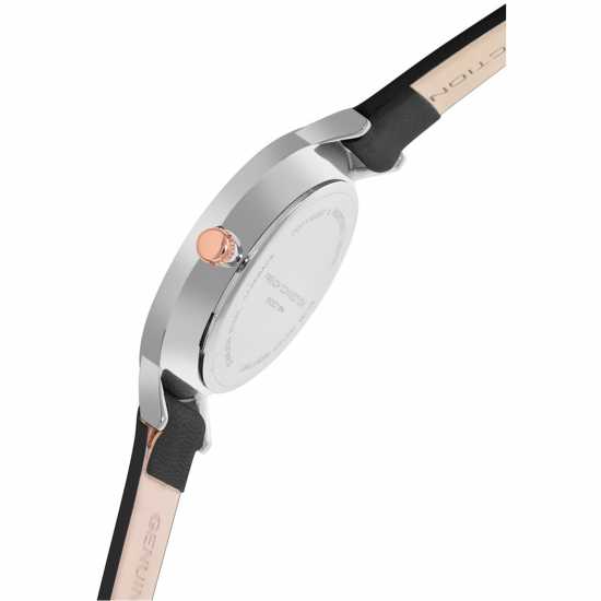 French Connection Silver Case Round Shape Black Strap Quartz Watch French Connection Silver Case Round Shape Black Strap Quartz Watch