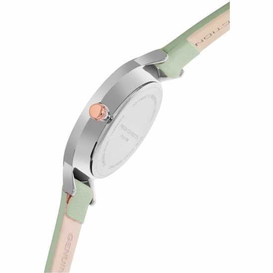 French Connection Silver Case Round Shape Sea Green Strap Quartz Watch  