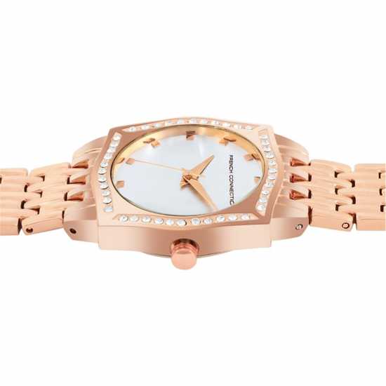 French Connection Rose Case Square Shape Rose Strap Quartz Watch  