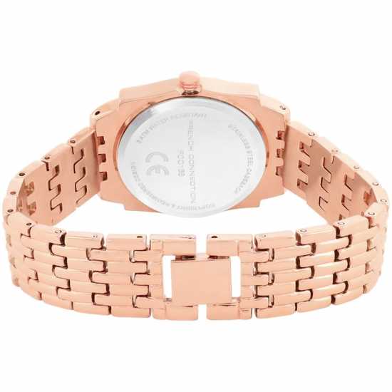 French Connection Rose Case Square Shape Rose Strap Quartz Watch  