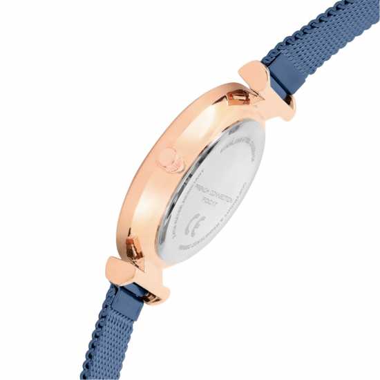 French Connection Rose Case Round Shape Blue Strap Quartz Watch  