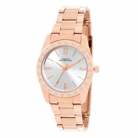 French Connection Rose Case Round Shape Rose Strap Quartz Watch French Connection Rose Case Round Shape Rose Strap Quartz Watch