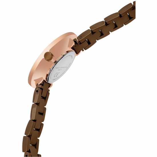 French Connection Rose Case Round Shape Brown Strap Quartz Watch  