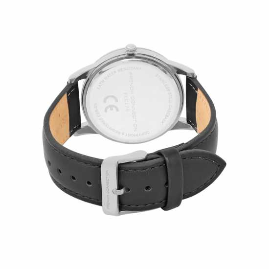 French Connection Rose Case Round Shape Black Strap Quartz Watch  