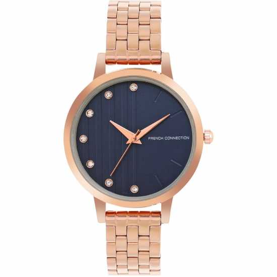 French Connection Rose Case Round Shape Rose Strap Quartz Watch  