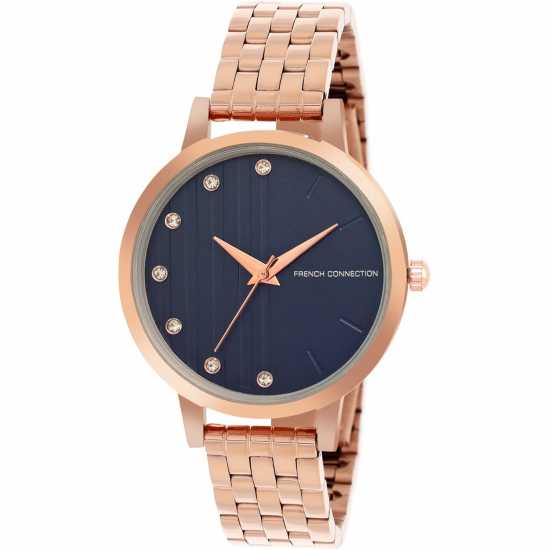 French Connection Rose Case Round Shape Rose Strap Quartz Watch  
