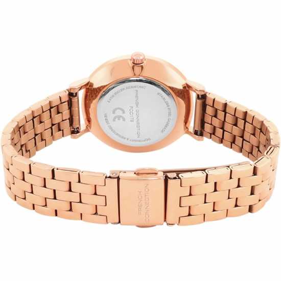French Connection Rose Case Round Shape Rose Strap Quartz Watch  