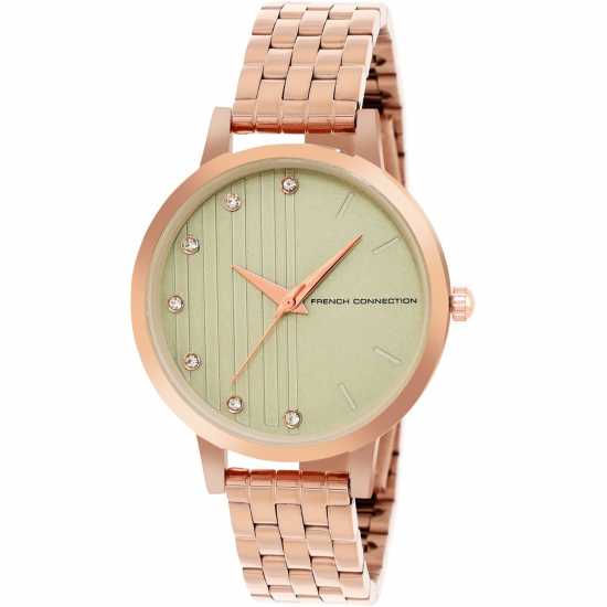 French Connection Rose Case Round Shape Rose Strap Quartz Watch  