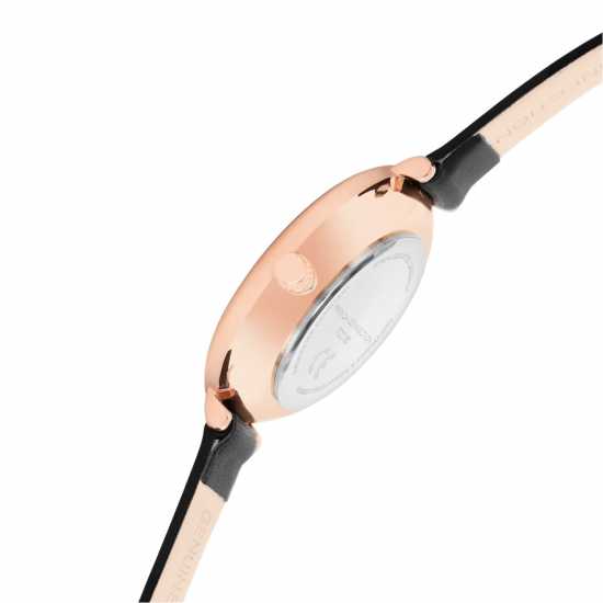 French Connection Rose Case Round Shape Black Strap Quartz Watch  