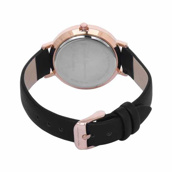 French Connection Rose Case Round Shape Black Strap Quartz Watch French Connection Rose Case Round Shape Black Strap Quartz Watch