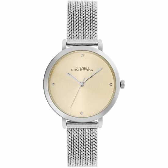 Fcuk Silver Case Round Shape Silver Strap Quartz Watch  