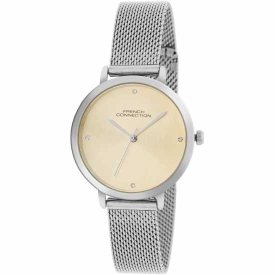 Fcuk Silver Case Round Shape Silver Strap Quartz Watch  