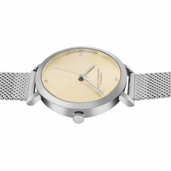 Fcuk Silver Case Round Shape Silver Strap Quartz Watch  