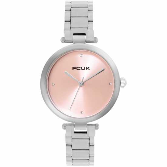 Fcuk Silver Case Round Shape Silver Strap Quartz Watch  
