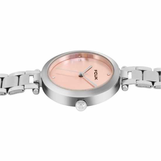 Fcuk Silver Case Round Shape Silver Strap Quartz Watch  