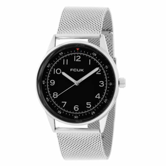 Fcuk Silver Case Round Shape Silver Strap Quartz Watch Fcuk Silver Case Round Shape Silver Strap Quartz Watch