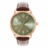 Fcuk Rose Case Round Shape Brown Strap Quartz Watch  